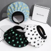 Korean fresh and youthful polka dot, wrinkled, wide-brimmed, hollowed-out hat for women, summer sun protection and face care headband shell hat Application Scenario